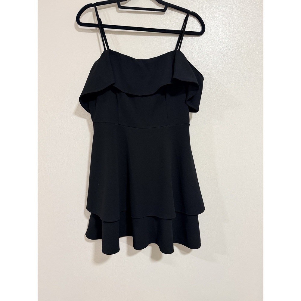 Black Ruffle Off Shoulder Dress Size 14 Whimsigoth Dark Fairy Night Coquette